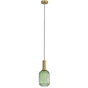 Oriel Lighting Luxe.130 Handcrafted Reeded Glass Pendant - Green by Oriel Lighting, a Lighting for sale on Style Sourcebook