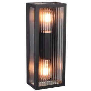 Oriel Lighting Chicago Twin Outdoor Wall Light with Reeded Glass Panels Black by Oriel Lighting, a Wall Lighting for sale on Style Sourcebook