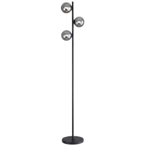 Oriel Lighting Valcross Trio Glass Orb Floor Lamp - Black with Smoke Glass by Oriel Lighting, a Lamps for sale on Style Sourcebook