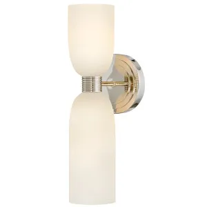 Hinkley Tallulah Up/Down Opal Glass Wall Light with Ribbed Metal Detail Polished Nickel by Hinkley, a Wall Lighting for sale on Style Sourcebook