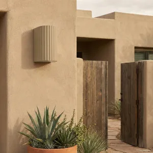 Zambelis Hiesta Fluted Outdoor LED Wall Light All-Directional Soft Glow - Grey Beige by Zambelis Lights, a Wall Lighting for sale on Style Sourcebook