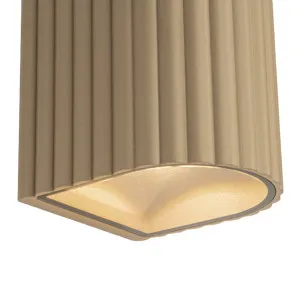 Zambelis Hiesta Fluted Up/Down Outdoor LED Wall Light All-Directional Soft Glow - Grey Beige by Zambelis Lights, a Wall Lighting for sale on Style Sourcebook