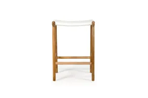 Altadena Leather Saddle Stool - White by Azure Interiors, a Bar Stools for sale on Style Sourcebook