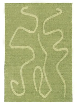 Odessa Green and Light Green Abstract Washable Rug by Miss Amara, a Other Rugs for sale on Style Sourcebook