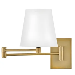Hinkley Beale Swing Arm Wall Light with Linen Cone Shade by Lark Lacquered Brass by Hinkley, a Wall Lighting for sale on Style Sourcebook