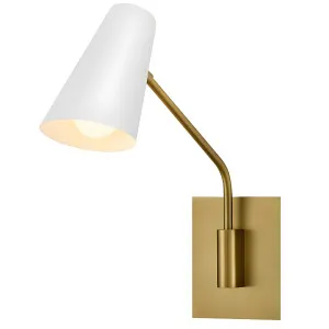 Hinkley Bray Adjustable Wall Light with Swivel Cone Shade Lacquered Brass with Chalk White by Hinkley, a Wall Lighting for sale on Style Sourcebook