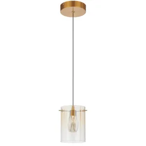 Telbix Crevil Modern LED Pendant with Ombre Glass Shade Antique Gold with Amber Glass by Telbix, a Lamps for sale on Style Sourcebook