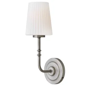 Hinkley McKenna Elegant Pleated Opal Glass Wall Light Antique Nickel by Lighting Inspirations, a Wall Lighting for sale on Style Sourcebook