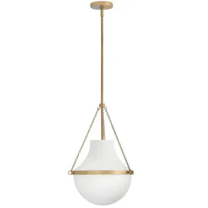 Hinkley Collins Hand-Blown Opal Glass Teardrop Pendant Heritage Brass by Hinkley, a Lighting for sale on Style Sourcebook