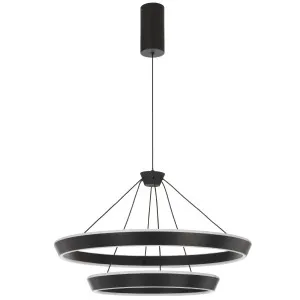 Vantel 2 Tier Modern Cascading Rings LED Pendant Black by Telbix, a Chandeliers for sale on Style Sourcebook