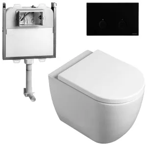 Catalano Sfera Wall Faced Toilet Suite with Standard Soft Close Seat - Includes Rogerseller Cistern & Flushplate Matte Black SFERAWFSTDMB by Catalano, a Toilets & Bidets for sale on Style Sourcebook