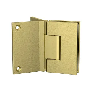 Boston Hinge with Corner Type Mounting Plate - Raw Brushed Brass by Estelle, a Shower Hinges for sale on Style Sourcebook