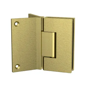 Boston Heavy Duty Large Wall to Glass Hinge with Corner type Mounting Plate - Raw Brushed Brass by Estelle, a Shower Hinges for sale on Style Sourcebook