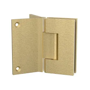 Boston Heavy Duty Large Wall to Glass Hinge with Corner type Mounting Plate-Soft Gold Brushed by Estelle, a Shower Hinges for sale on Style Sourcebook