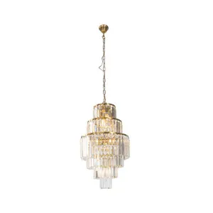 Celestial 39cm 9 Light 6 Tier Crystal Glass Chandelier, Satin Brass by Lighting Inspirations, a Chandeliers for sale on Style Sourcebook