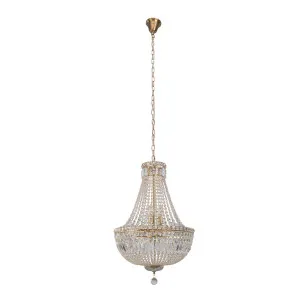Classique Medium 50cm 6 Light Basket Crystal Glass Chandelier, Satin Brass by Lighting Inspirations, a Chandeliers for sale on Style Sourcebook