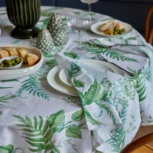 Botanical Fern Green/Blue Tablecloth Linen Cotton Blend 150x230cm by Madras Link, a Table Cloths & Runners for sale on Style Sourcebook