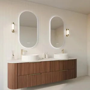 Orvis B Framed Pill Shaped LED Mirror available in 2 sizes Matte Black 900mm x 450mm by Luxe Mirrors, a Illuminated Mirrors for sale on Style Sourcebook