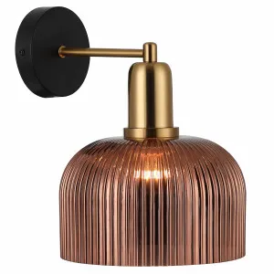 CLA Vintaj Ribbed Glass Dome Wall Light with Antique Brass Accent - Copper Painted by Compact Lamps Australia, a Wall Lighting for sale on Style Sourcebook