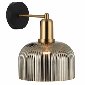 CLA Vintaj Ribbed Glass Dome Wall Light with Antique Brass Accent Chrome by Compact Lamps Australia, a Wall Lighting for sale on Style Sourcebook
