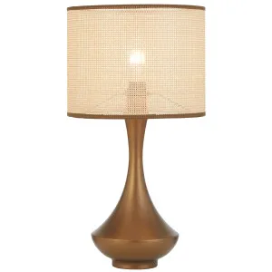 Telbix Claris Woven Paper Raffia Table Lamp with Iron Base - Vintage Brass and Natural by Telbix, a Lamps for sale on Style Sourcebook