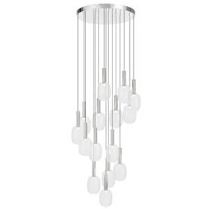 Telbix Obris 15 Light Curved Clear Glass LED Pendant - Chrome by Telbix, a Lighting for sale on Style Sourcebook