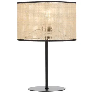 Telbix Velice Woven Paper Raffia Table Lamp with Metal Base - Black and Natural by Telbix, a Lighting for sale on Style Sourcebook