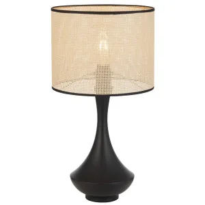 Telbix Claris Woven Paper Raffia Table Lamp with Iron Base - Black and Natural by Telbix, a Lamps for sale on Style Sourcebook