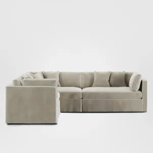 Marbella Modular Sofa Natural with White Piping - Left Facing by OneWorld Collection, a Decorative Accessories for sale on Style Sourcebook