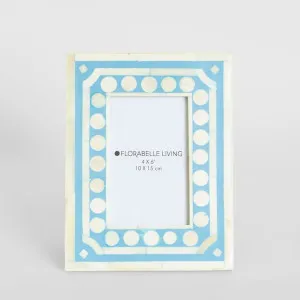 Zena Bone Inlay Photo Frame Light Blue 4x6 by Florabelle Living, a Christmas for sale on Style Sourcebook