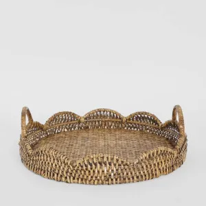 Mesa Rattan Scallop Tray Brown by Florabelle Living, a Decorative Accessories for sale on Style Sourcebook