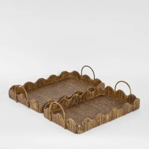 Emma Set of 2 Rattan Scallop Tray Natural by Florabelle Living, a Lighting for sale on Style Sourcebook