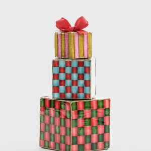 Checkers Stacked Gift Decoration by Vixen & Velvet, a Christmas for sale on Style Sourcebook