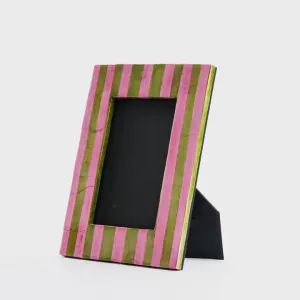 Stripe Photo Frame Green & Pink Sml by Vixen & Velvet, a Christmas for sale on Style Sourcebook