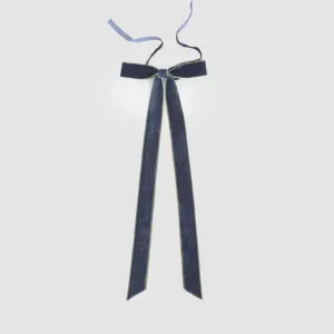 Velvet Tie On Bow Navy Blue w Gold Border - Set of 8 pcs by Vixen & Velvet, a Christmas for sale on Style Sourcebook