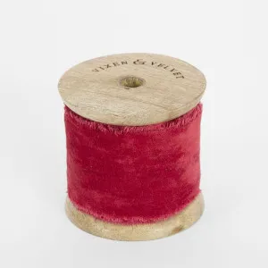Frayed Velvet Ribbon Red 50mm x 5m by Vixen & Velvet, a Christmas for sale on Style Sourcebook