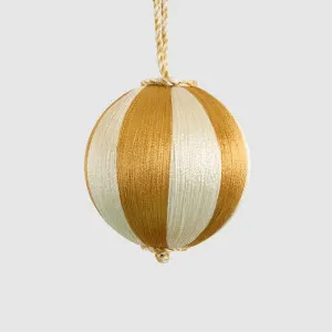 Silk Stripe Bauble Small Gold & Ivory by Vixen & Velvet, a Plants for sale on Style Sourcebook