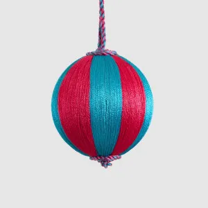 Silk Stripe Bauble Small Fuchsia & Blue by Vixen & Velvet, a Christmas for sale on Style Sourcebook
