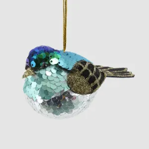 Puffy Sequin Hanging Bird Blue by Vixen & Velvet, a Plants for sale on Style Sourcebook