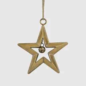 Golden Hanging Star with Bell Small by Vixen & Velvet, a Lighting for sale on Style Sourcebook