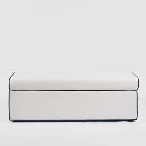 Brighton Storage Ottoman Ivory with Blue Piping by OneWorld Collection, a Plant Holders for sale on Style Sourcebook