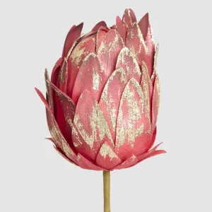 Glitter Edged Protea Flower Stem Red by Vixen & Velvet, a Christmas for sale on Style Sourcebook