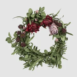 Mixed Native Protea Wreath Red 65cm by Vixen & Velvet, a Plant Holders for sale on Style Sourcebook