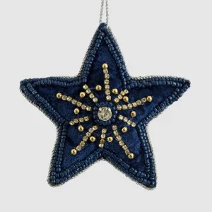 Celine Velvet Star Tree Decoration Blue by Vixen & Velvet, a Christmas for sale on Style Sourcebook