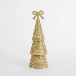 Tiffany Bugle Bead Tiered Cone Tree Large Gold by Vixen & Velvet, a Christmas for sale on Style Sourcebook