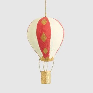 Mache Hot Air Balloon Red Stripe Hanging Decoration by Vixen & Velvet, a Decorative Accessories for sale on Style Sourcebook