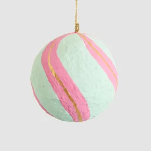 Mache Bauble Pink Swirl on Blue by Vixen & Velvet, a Decorative Accessories for sale on Style Sourcebook