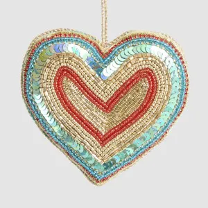 Astini Heart Decoration Red Blue by Vixen & Velvet, a Cushions, Decorative Pillows for sale on Style Sourcebook