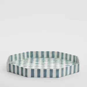 Blue Check Capiz Tray Lge by Vixen & Velvet, a Decorative Accessories for sale on Style Sourcebook
