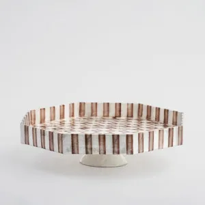 Brown Check Capiz Cake Stand Lge by Vixen & Velvet, a Plants for sale on Style Sourcebook